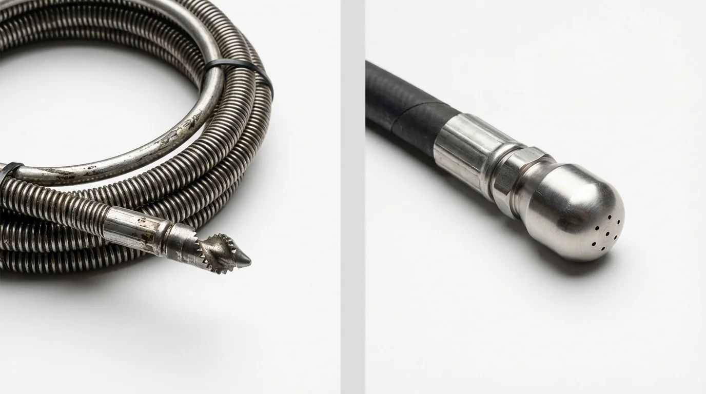 Drain snake cable and hydro jetting nozzle used for drain cleaning in Snoqualmie, WA