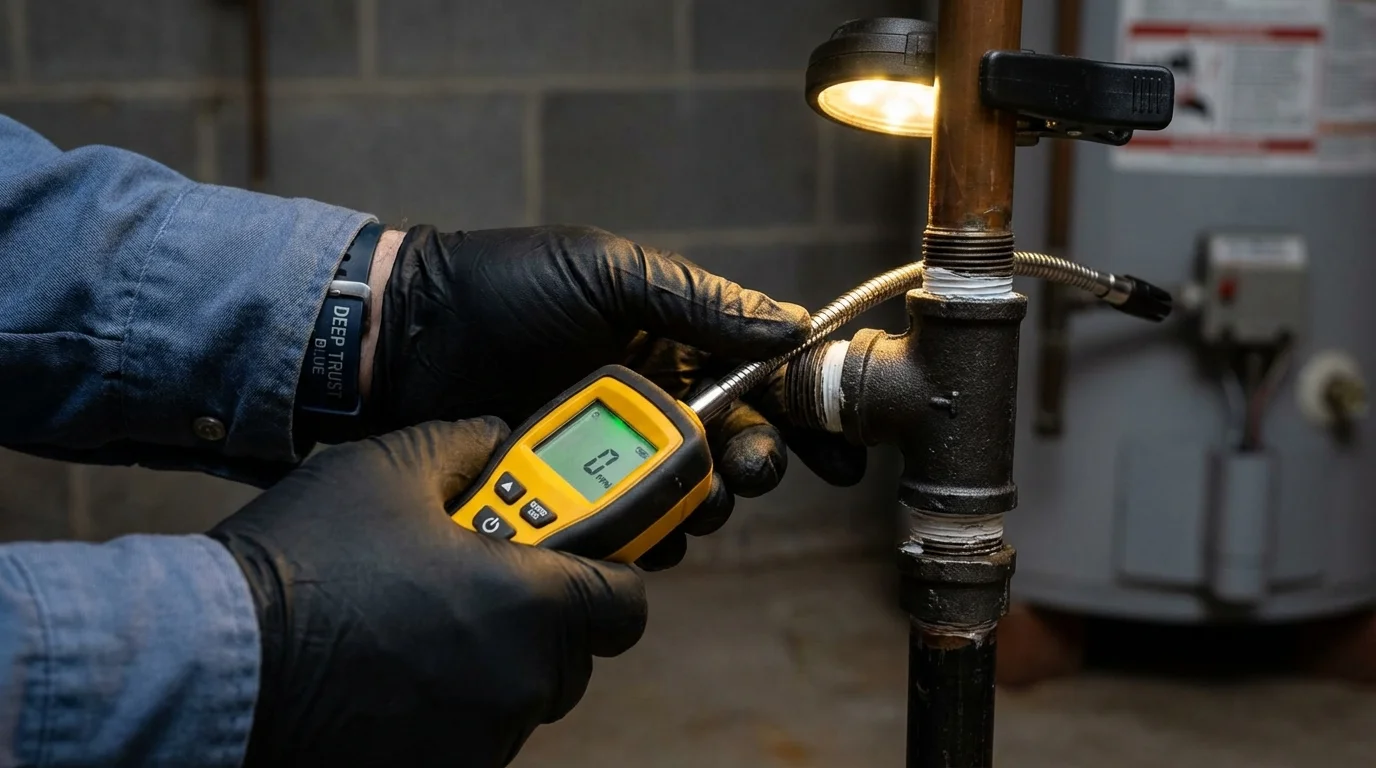 Gas leak detection with electronic sniffer by Johns Plumbing LLC in Snoqualmie