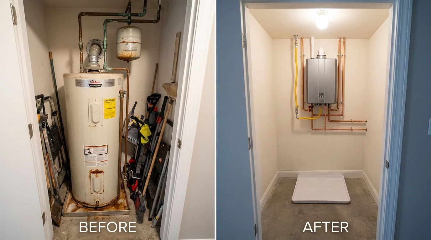 Tank water heater versus wall-mounted tankless unit comparison for Snoqualmie, WA homeowners