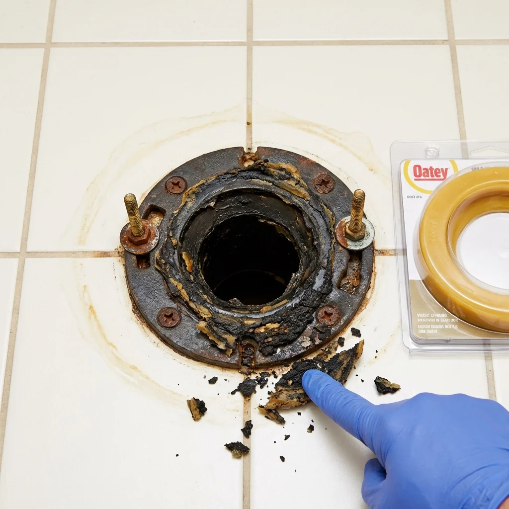 Failed wax ring showing water seepage at the base of a toilet in a Snoqualmie, WA home