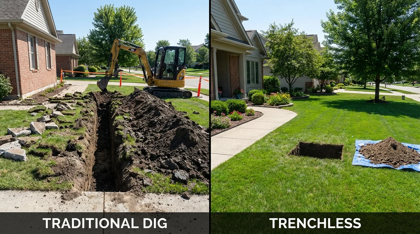 Trenchless sewer repair with minimal yard damage versus traditional excavation in Snoqualmie, WA